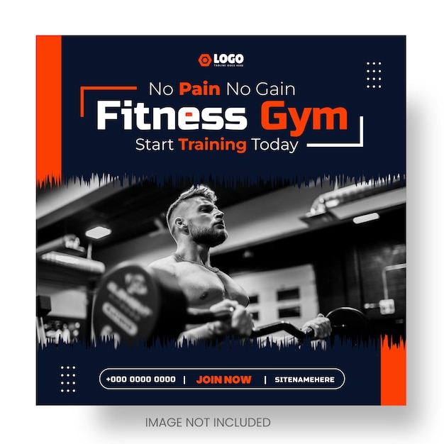 Fitness gym or gym and fitness social media and instagram or facebook post amp web banner design