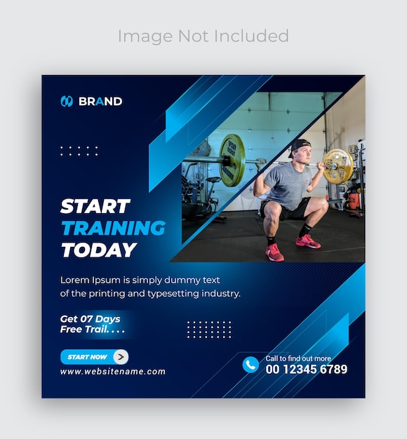 Fitness and Gym Instagram ads banner or social media post template