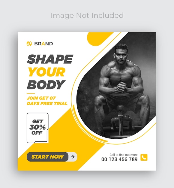 Fitness and Gym Instagram ads banner or social media post template