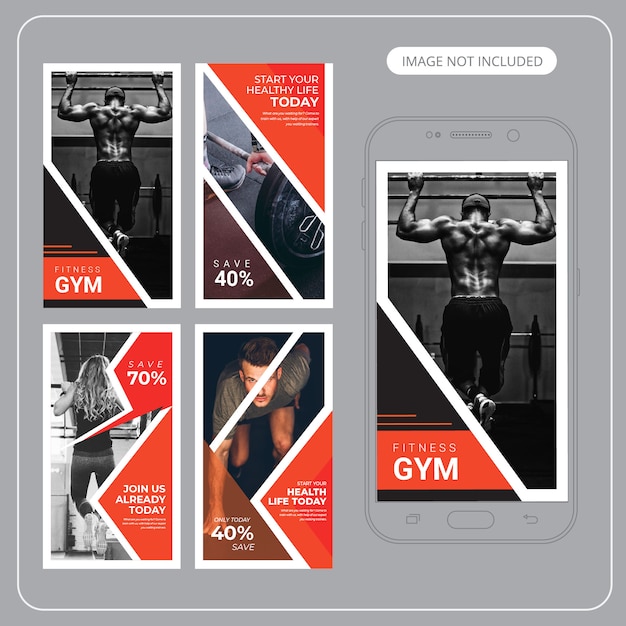 Vettore fitness gym instagram banner modelli