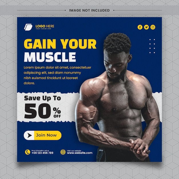 Fitness e palestra instagram post template square