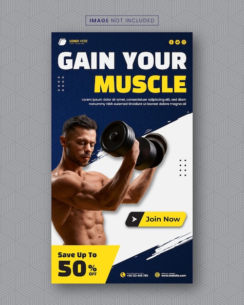 Fitness and gym instagram stories post template