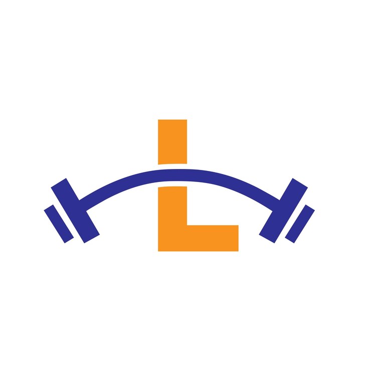 Vector fitness gym logo design on letter l template letter l fitness club exercising logo