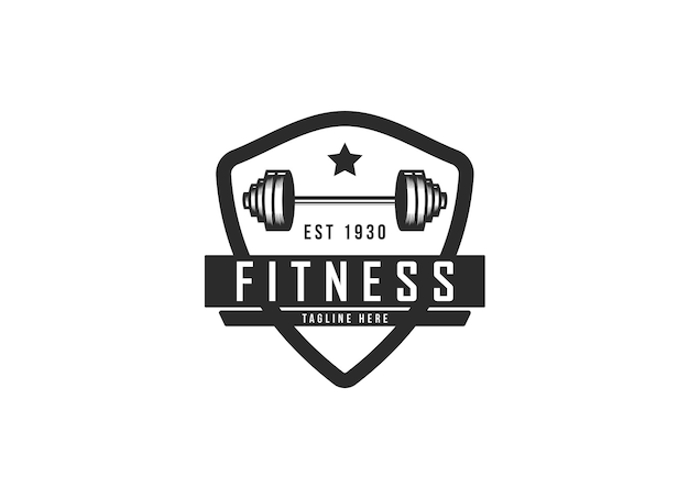 Modello di progettazione di logo di fitness e palestra.