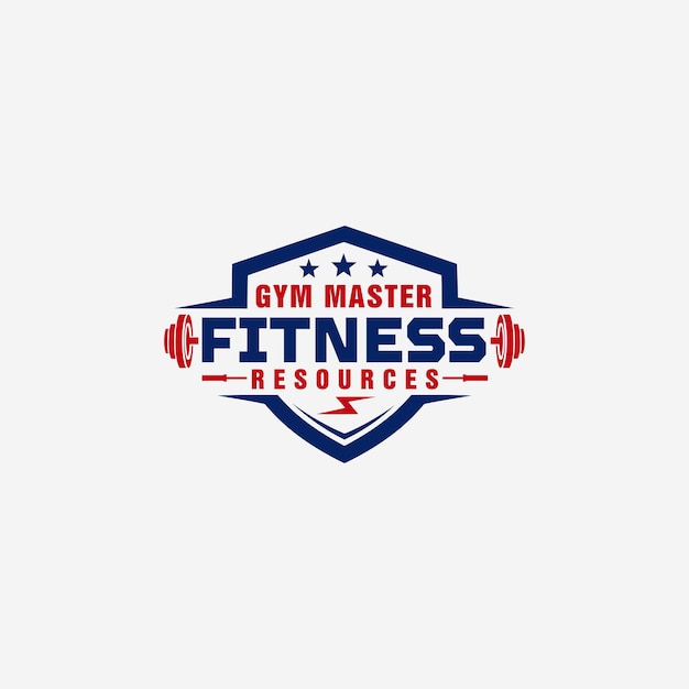 Fitness and gym logo Fitness equipment logo design bodybuild exercise logo design vector template