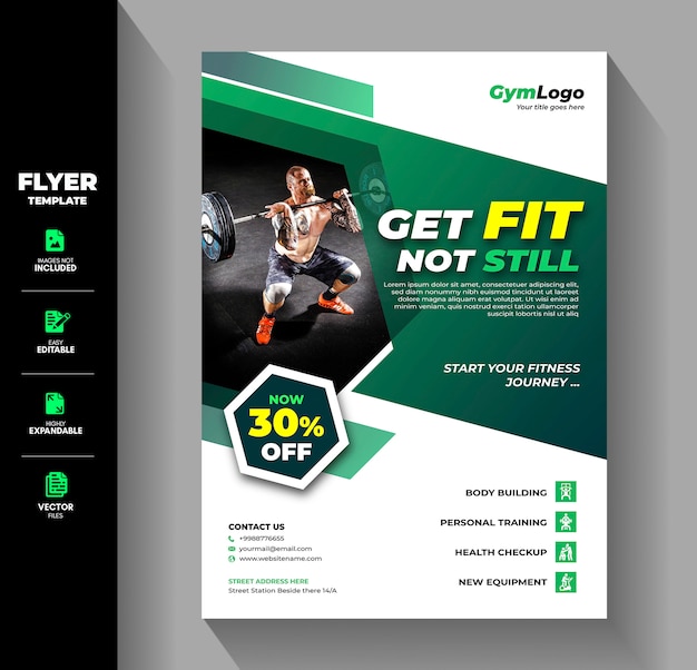 Vector fitness gym oefening workout training flyer brochure template