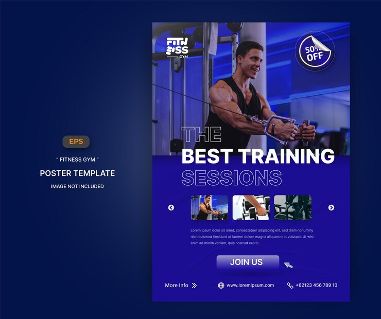 Fitness gym poster design template