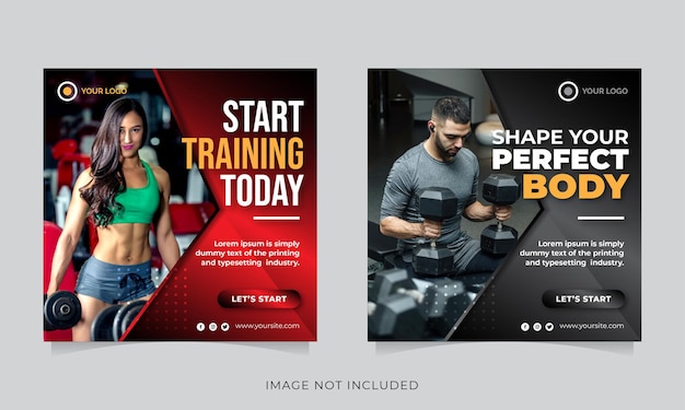 Fitness or gym social banner template