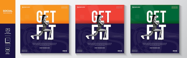 Fitness gym social media banner template  