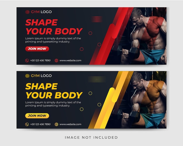 Vector fitness gym social media banner template