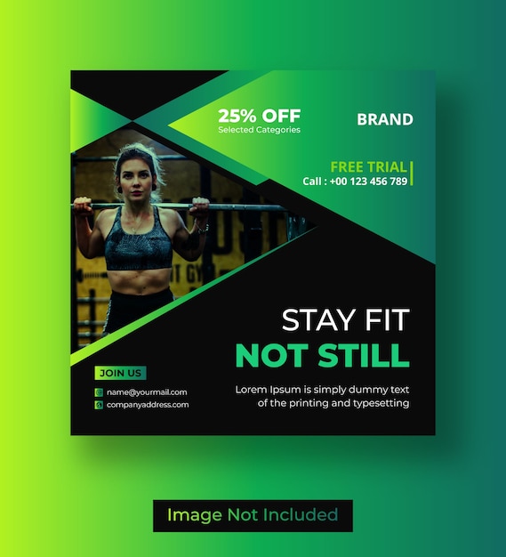 Fitness or gym social media post or banner design