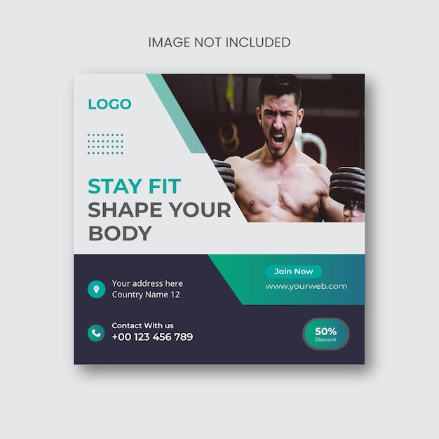 Vector fitness or gym social media post or banner design