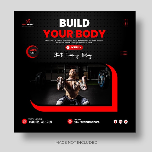 Modello di banner post social media palestra fitness