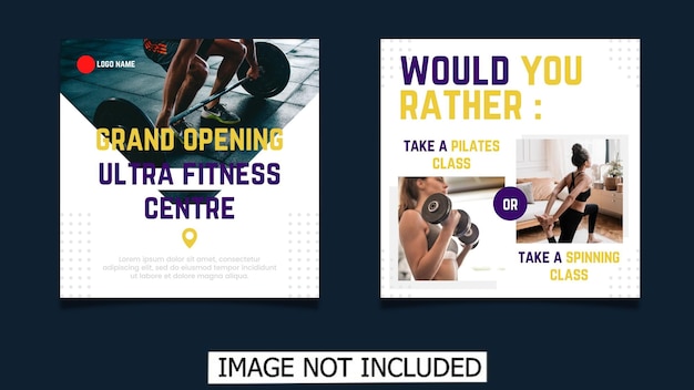 Fitness gym social media post banner template
