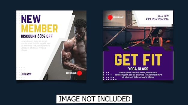 Fitness gym social media post banner template