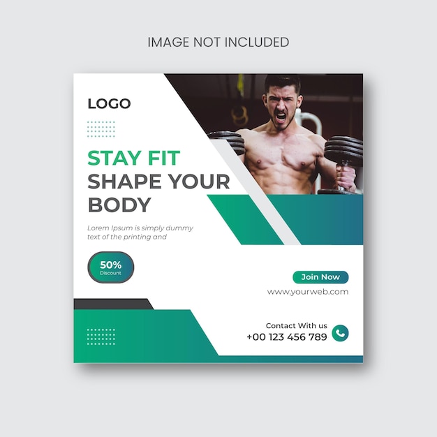 Fitness gym social media post design premium vector premium vector