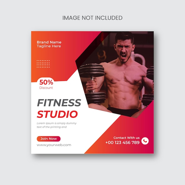 Fitness gym social media post design premium vector