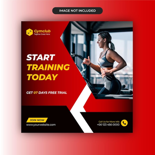 Fitness Gym Social Media Post Design Template amp Web Banner