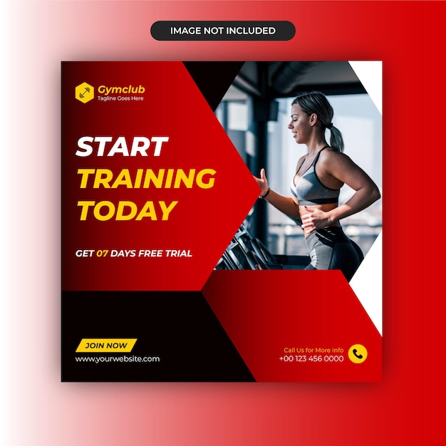 Fitness gym social media post design template amp web banner