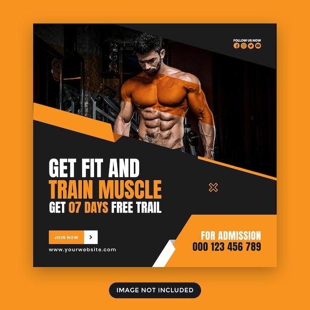 Fitness and gym social media post or flyer design template