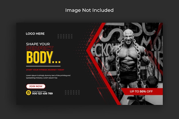 Vector fitness gym social media post flyer facebook cover and web banner premium vector