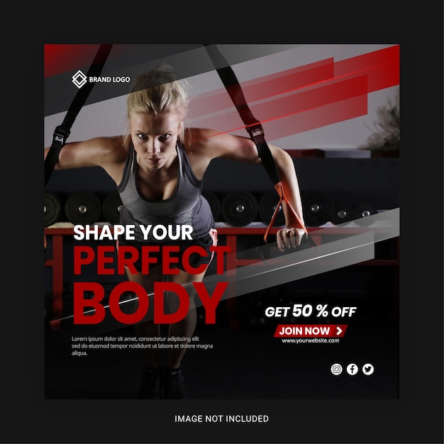 Vector fitness gym social media post template