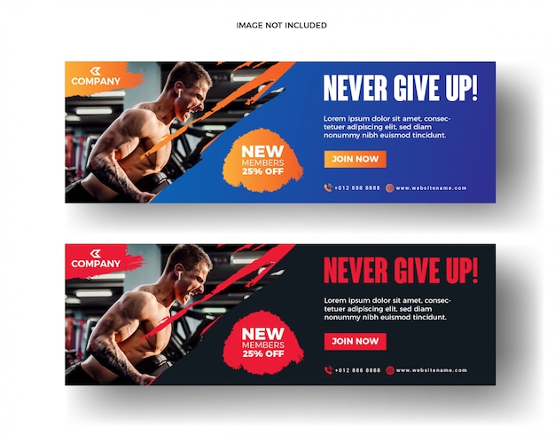 Vector fitness gym social media post and web banner