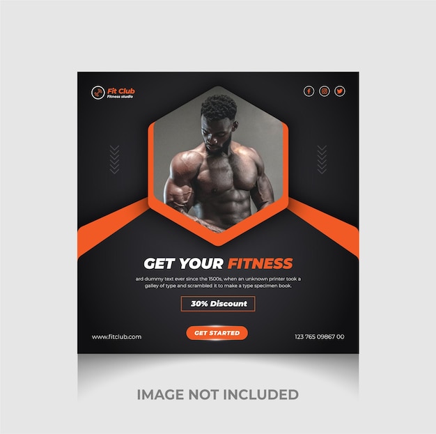 Banner web di promozione sui social media della palestra fitness e post di instagram vettore premium