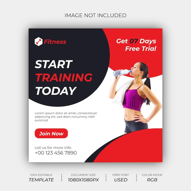 Fitness Gym Social Post Design Template