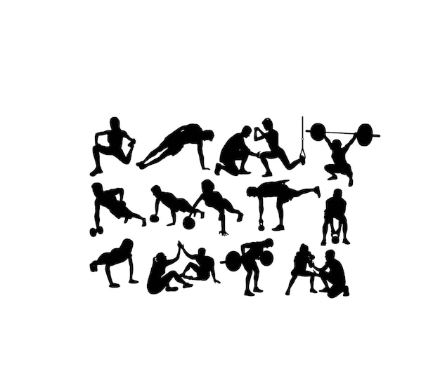 Fitness and Gym Sport Silhouettes art vector design