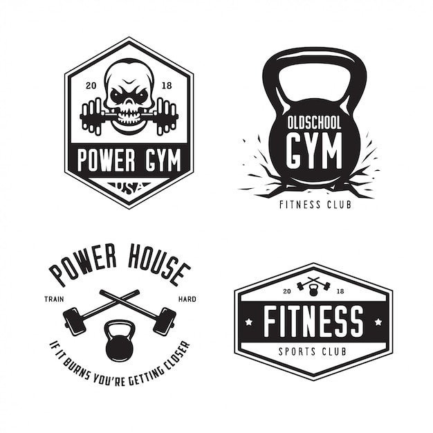 Fitness gym sports club logo set. 