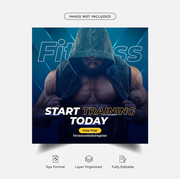 Volantino quadrato per palestra fitness post sui social media e modello di banner web vettore premium