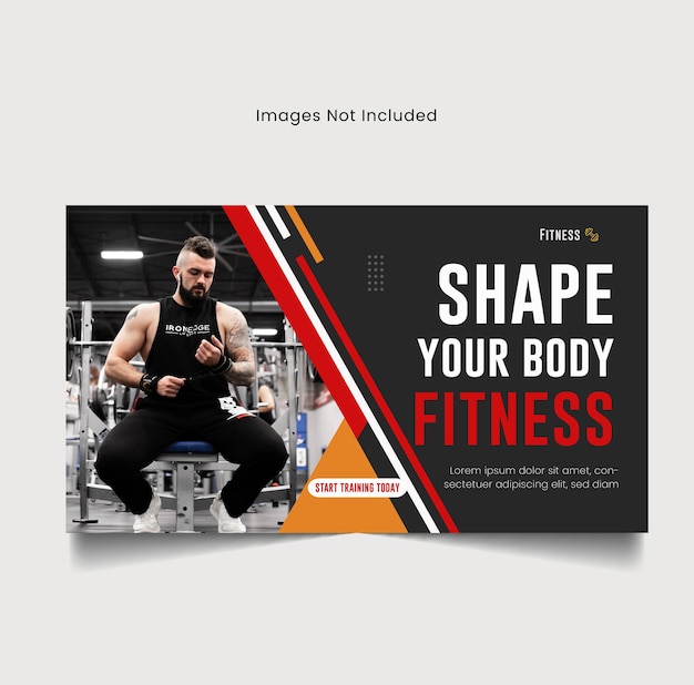 Vector fitness gym training and exercise youtube thumbnail banner template