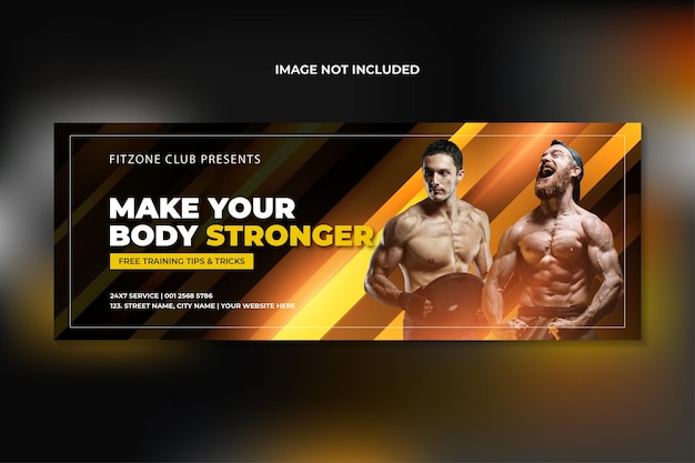 Fitness gym training facebook cover and web banner template premium vector