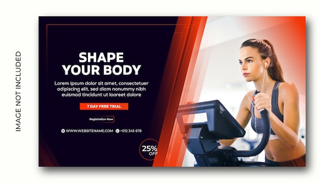 Vector fitness gym training facebook tijdlijn cover en web banner template