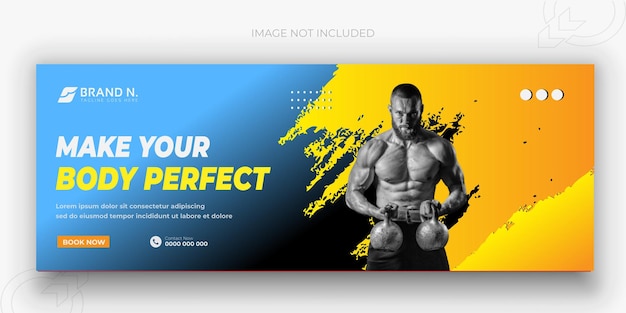 Fitness gym training Make Your Body Perfect Facebook timeline cover and web banner template