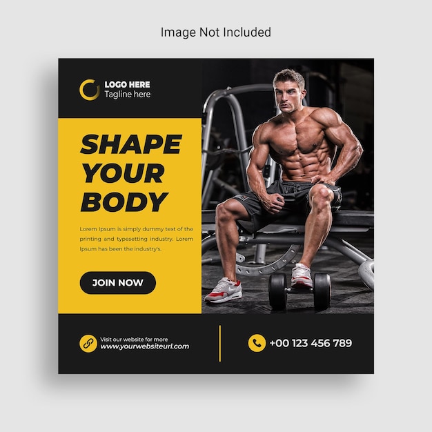 Fitness gym training social media post web banner template