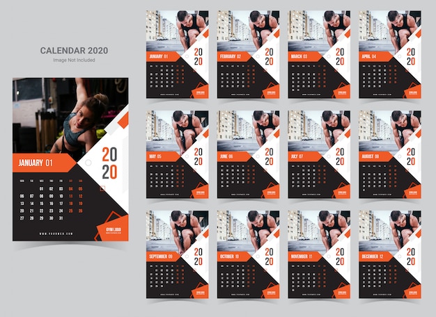 fitness & gym wandkalender 2020