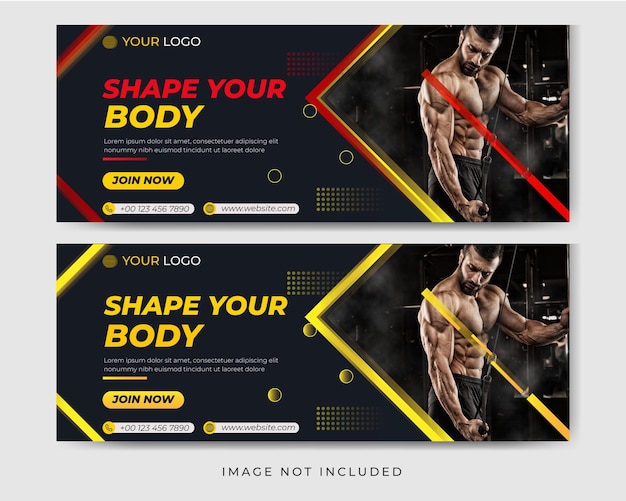 Vettore modello di banner web palestra fitness