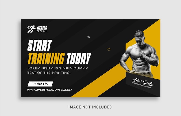 Fitness gym web banner and youtube thumbnail Premium Eps
