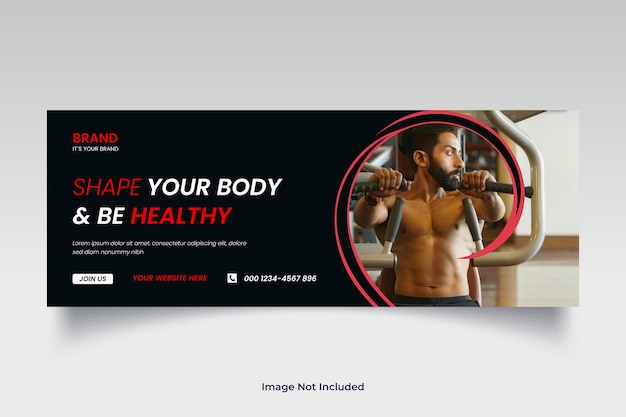 Fitness and gym workout facebook timeline cover or social media web banner template