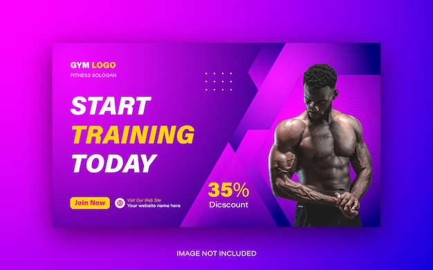 Fitness Gym You Tube Thumbnail and Web Banner Template Design