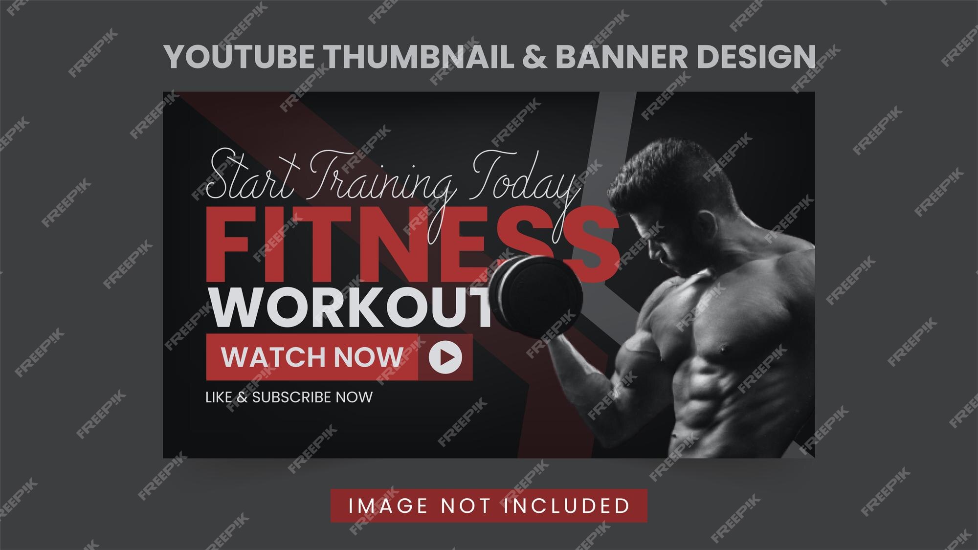 Premium Vector | Fitness gym youtube thumbnail amp banner design template