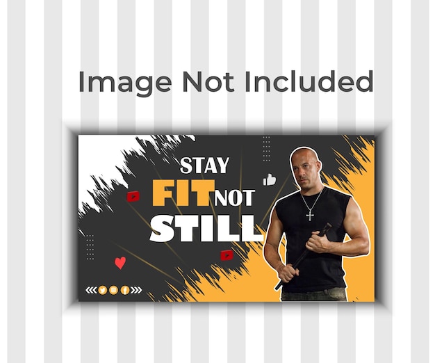 Vector fitness and gym youtube thumbnail design template