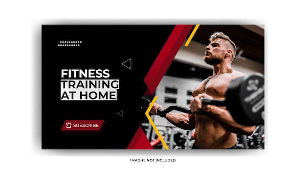 Fitness gym youtube thumbnail premium vector