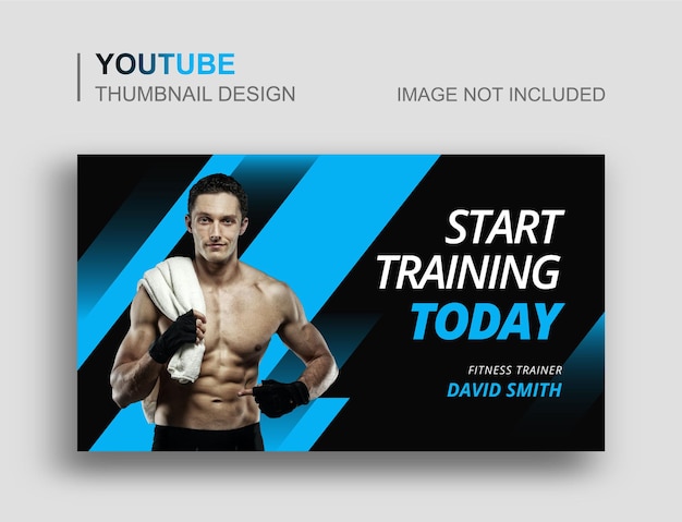 Vettore miniatura di youtube di palestra per il fitness e design di banner web