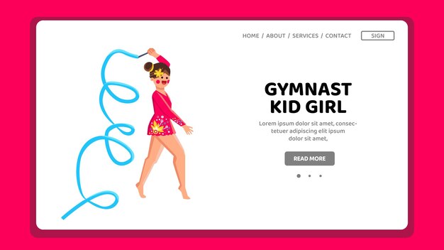 Fitness gymnast kid girl vector