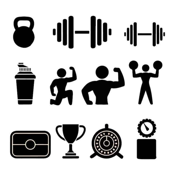 Vector fitness health icon set vector illustration