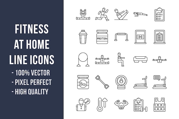 Fitness at Home Line Icons