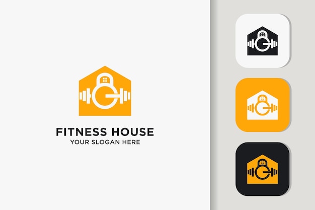 Vettore casa fitness con concetto di logo di combinazione bilanciere casa bilanciere